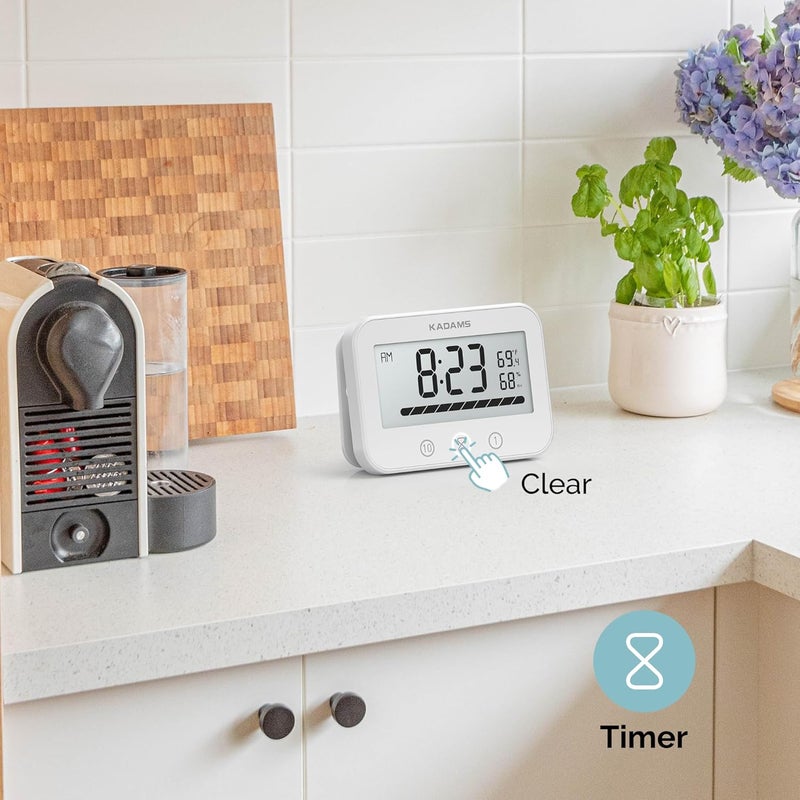 KADAMS Bathroom Shower Clock Waterproof Timer Countdown Kitchen Clock Timer with LCD Display Progress Bar, Suction Cup, Black - Image 4