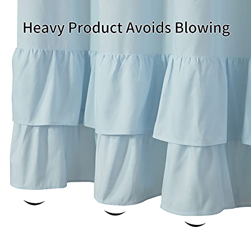 YOSTEV Light Blue Ruffle Shower Curtain Farmhouse Fabric Cloth Shower Curtains for Bathroom 72x72 Inches,Standard Size - Image 5