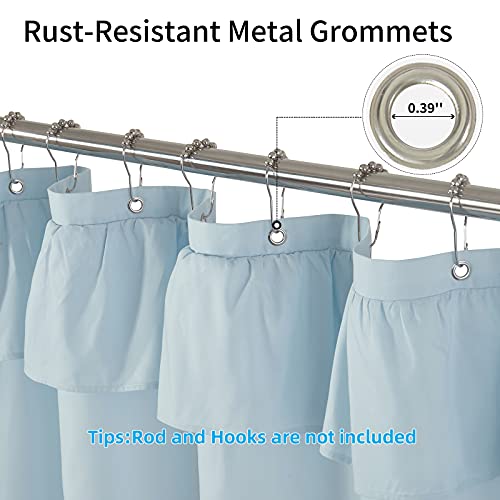 YOSTEV Light Blue Ruffle Shower Curtain Farmhouse Fabric Cloth Shower Curtains for Bathroom 72x72 Inches,Standard Size - Image 4