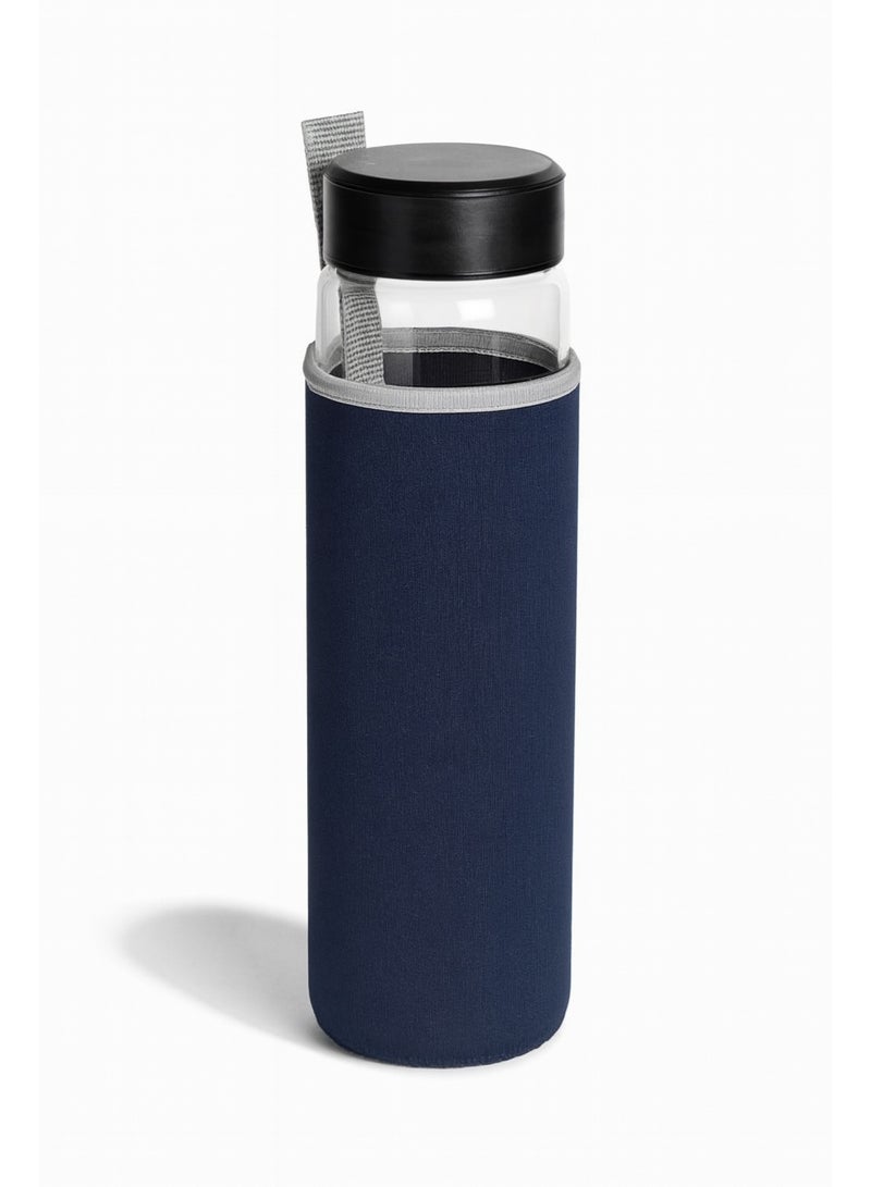 Earss 550ml Classic Glass Water Bottle – BPA-Free Portable Drinking Bottle with Neoprene Sleeve – Eco-Friendly Reusable Bottle for Hot & Cold Drinks – Ideal for Travel, Gym, Office, or Outdoor Use - Image 1