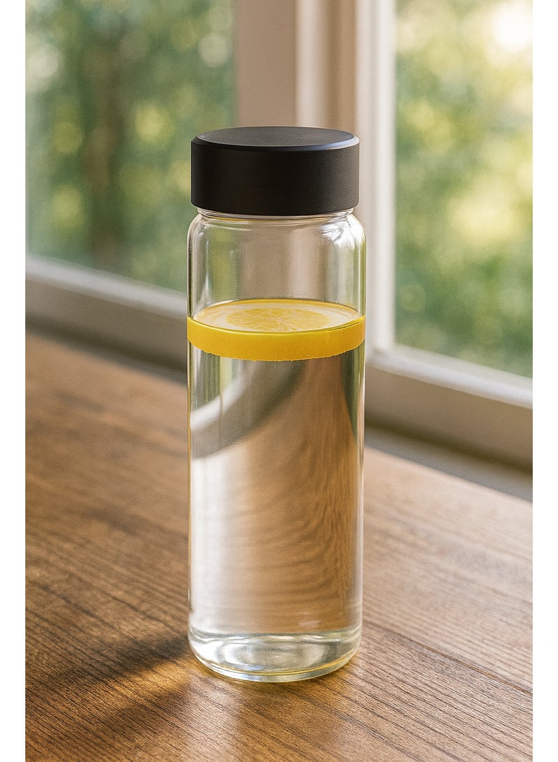 Earss 550ml Classic Glass Water Bottle – BPA-Free Portable Drinking Bottle with Neoprene Sleeve – Eco-Friendly Reusable Bottle for Hot & Cold Drinks – Ideal for Travel, Gym, Office, or Outdoor Use - Image 3