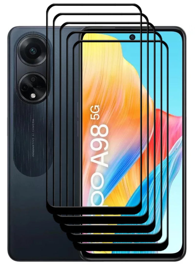 ACLIX 5 Pieces Antistatic ESD Dustproof Premium Quality High Definition Tempered Glass Screen Protector Designed For Oppo A98 - Image 1