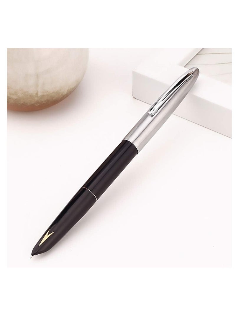Success Stationery Success Stationery Hero Pen Fountain Pen for Students Smooth Iridium Tip Nib Refillable Ink Pen Gold Arrow Pattern Model 329 Silver Trim Cap Black Green Maroon - Pack of 3  - Image 2
