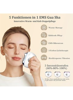 DAREU EMS Gua Sha Facial Massager – Anti-Aging Microcurrent Therapy, Red, Blue & Purple Light, 3-Level Vibration, Heat & Cold Compress, Skin Tightening and Wrinkle Reduction  - Image 2