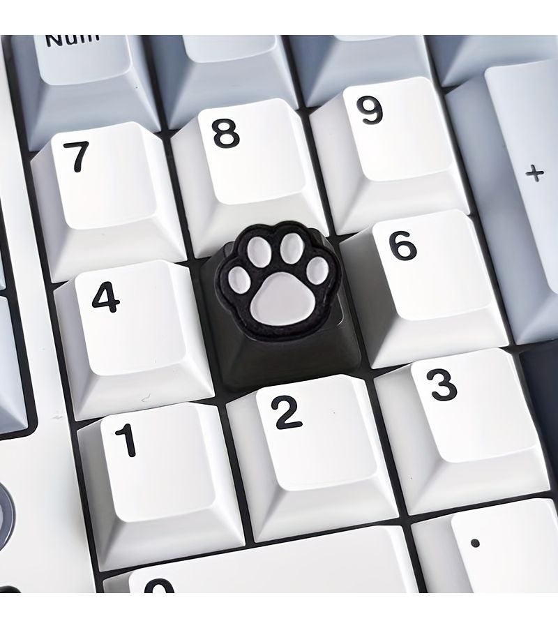 1 Set Resin Cute Cat Paw Creative Black Keycaps With Cartoon Case Design Patterns ABS Material Cross Switch Compatible Keyboard Additions - Image 4
