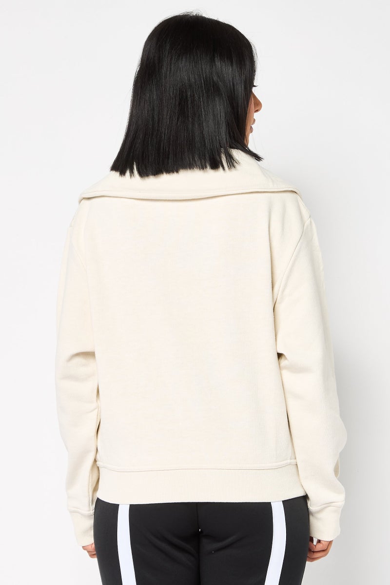 Reebok Women Sportswear Fit Long Sleeves Outdoor Sweatshirt, Cream - Image 4