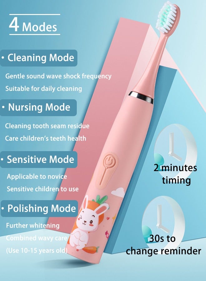 Sharpdo Kids Electric Toothbrush Rechargeable with Timer And 6 Brush Heads, Unicorn, Blue - Image 5