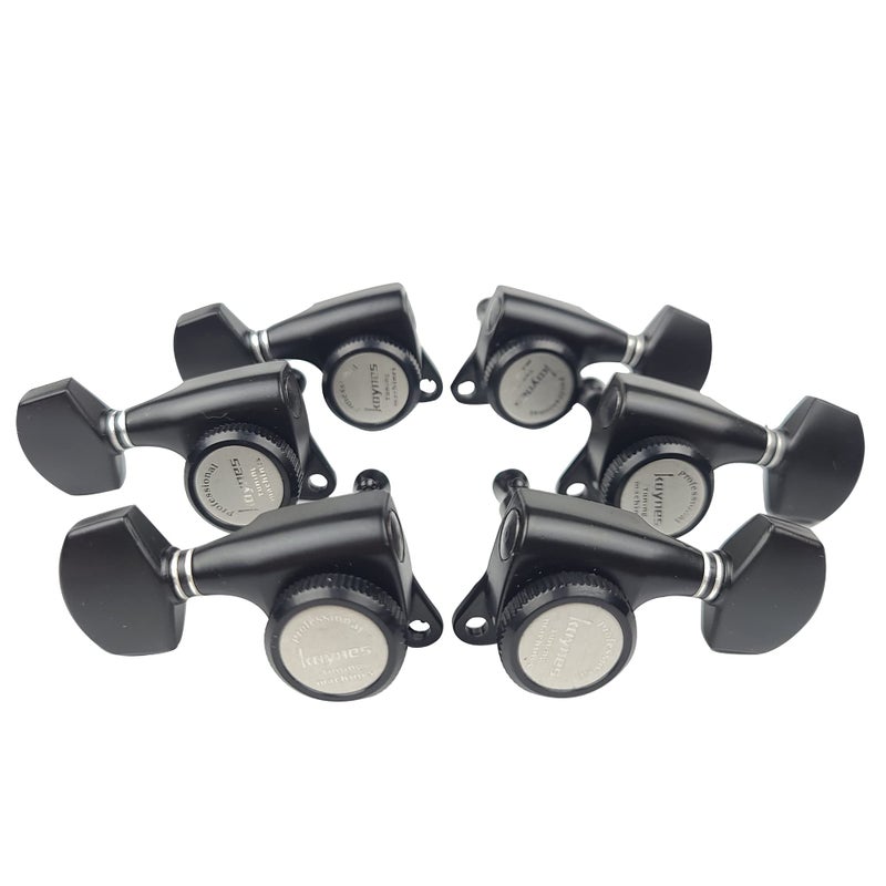 Kaynes Guitar Locking Tuners 181 Black Lock String Tuning Keys Pegs Machine Heads Tuners for Strat Tele Lespaul LP SG most Electric or Acoustic Guitars 3R 3L Black - Image 2