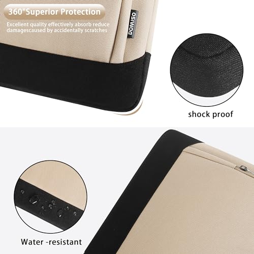 DOMISO 17-17.3 Inch Laptop Bag Large Capacity Laptop Shoulder Bag for Dell XPS/HP Pavilion 17/Lenovo Chromebook 317, Beige - Image 4