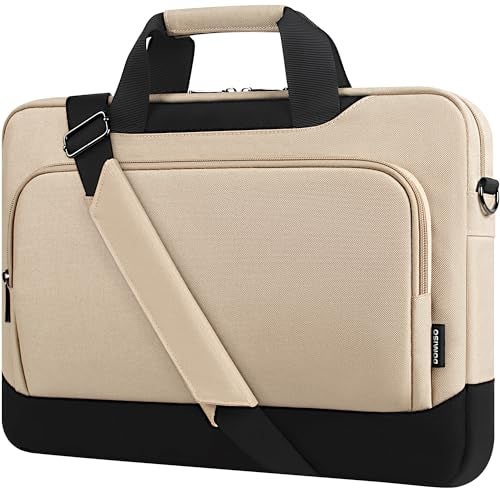 DOMISO 17-17.3 Inch Laptop Bag Large Capacity Laptop Shoulder Bag for Dell XPS/HP Pavilion 17/Lenovo Chromebook 317, Beige - Image 1