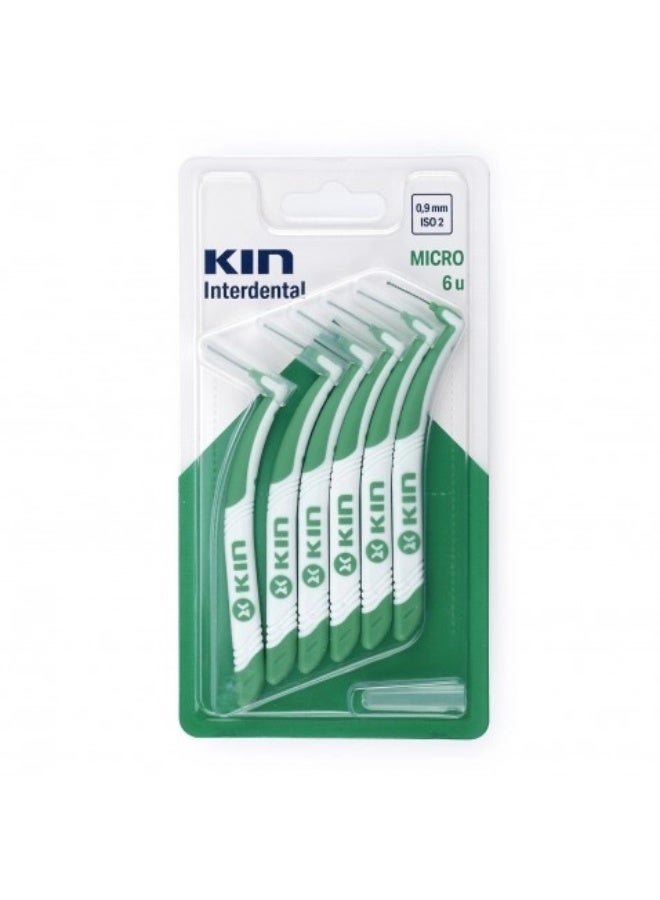Interdental Micro Brush 0.9mm, Microprox Dental Interdental Brush, 6 Pieces, Tynex Bristles, Angled Handle