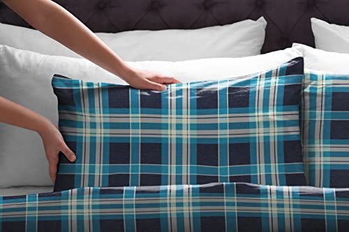 Pointehaven Flannel Deep Pocket Set with Oversized Flat Sheet, King, Ashby Plaid - Image 4