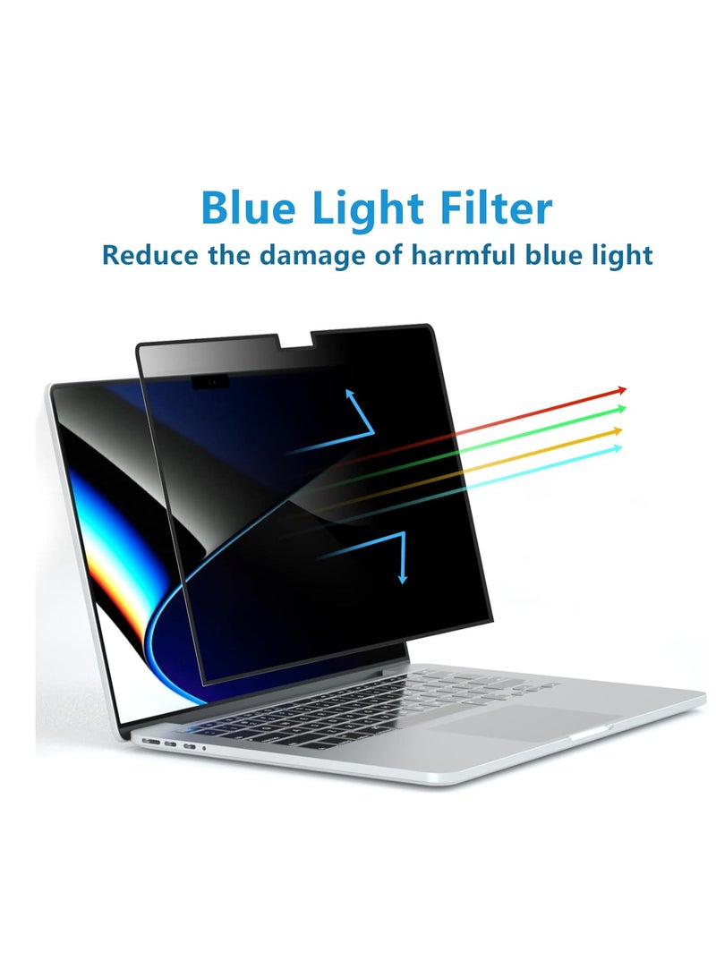 Laptop Privacy Removable Screen Protector Compatible with MacBook Pro 14 Inch (2021-2024, M4/M3/M1/M2/Pro/Max), Eye Protection Anti Blue Light Privacy Screen Filter - Image 1