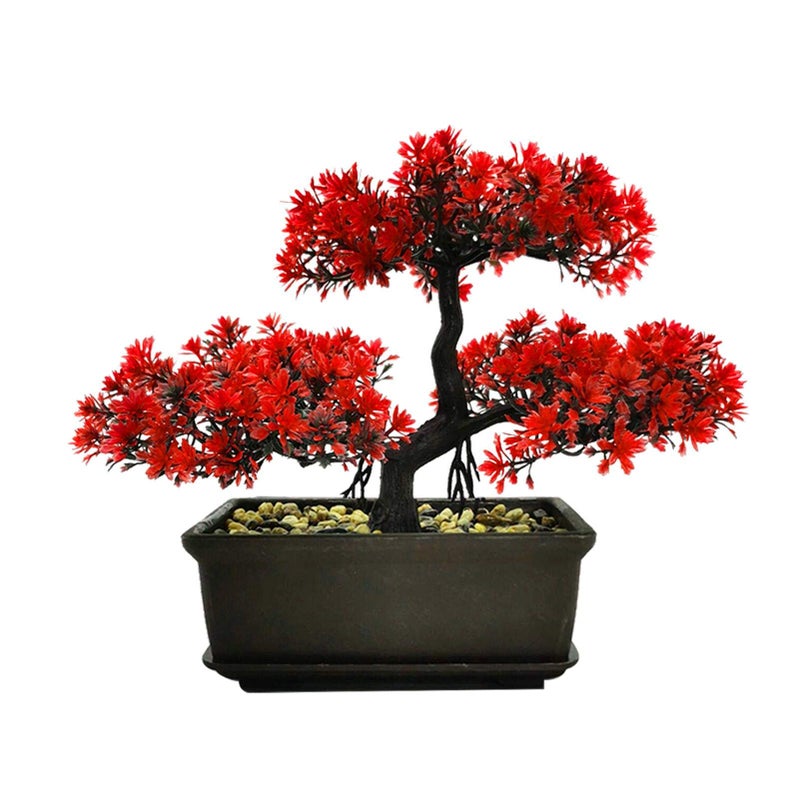 MOVKZACV Fake Plants Artificial Bonsai Tree Room Decor for Entryway Bedroom Aesthetic and Farmhouse Bathroom Bookcase Room Desk Decor 11 x 86 inchRed