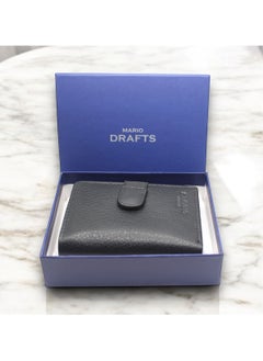 MARIO DRAFTS Mario Drafts Men's Genuine Leather Button Wallet, Black  - Image 2