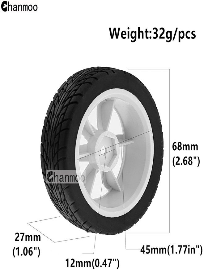 Chanmoo 1/10 RC On Road Tires and Plastic Drift Wheels 12mm Hex Rally Racing Tyres for 1:10 Scale Touring Street Car Tamiya TT01 TT02 XV01 TA06 A959 PTG2 144001 HPI KYOSHO HSP Traxxas 4PCS (Black) - Image 2