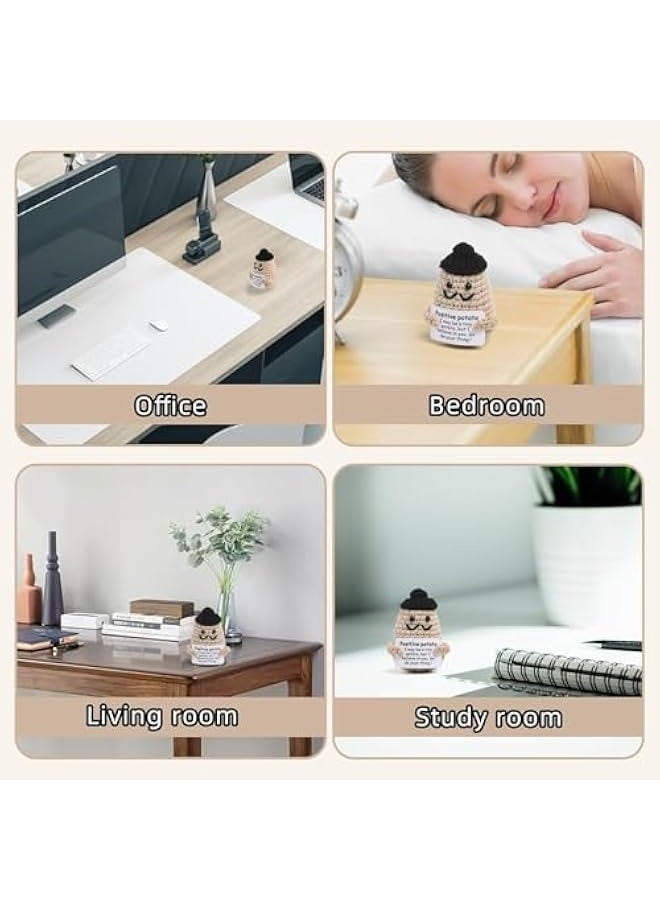 NIBEMINENT Funny Positive Potato Crochet Dolls, Mini Cute Funny Positive Life Potato, 3inch Knitted Wool Crochet Potato Doll with Positive Cards, Gift Home Decor Funny Gifts for Boy Girl - Image 4