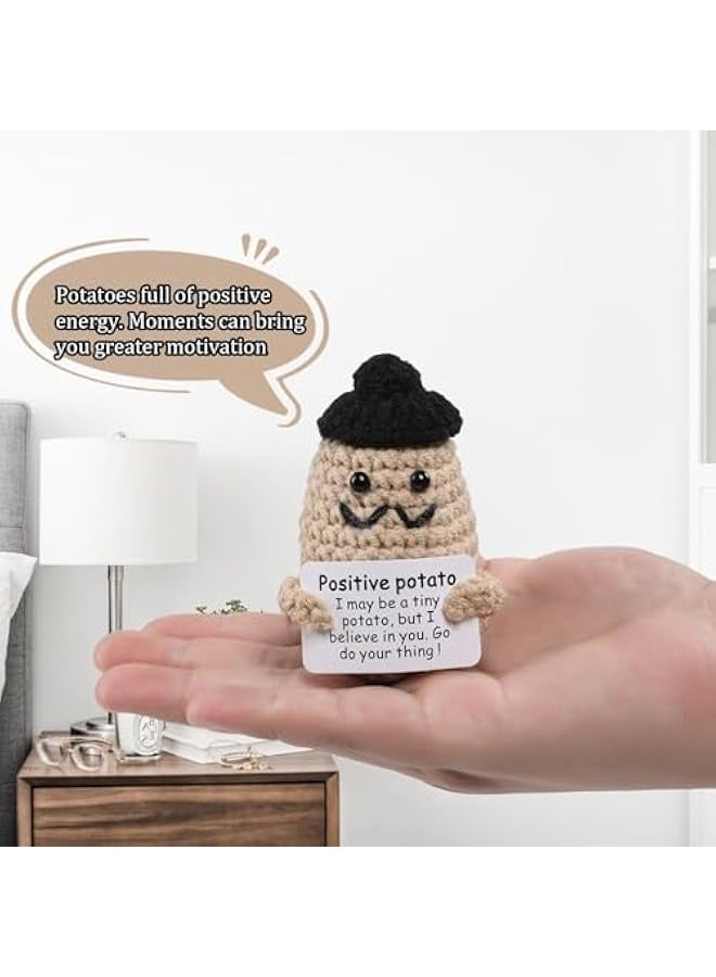NIBEMINENT Funny Positive Potato Crochet Dolls, Mini Cute Funny Positive Life Potato, 3inch Knitted Wool Crochet Potato Doll with Positive Cards, Gift Home Decor Funny Gifts for Boy Girl - Image 3