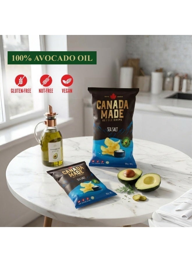 Canada Made Healthy Snacks - 100% Avocado Oil Kettle Cooked Potato Chips - Sea Salt Flavor, Vegan, Gluten Free, Nut Free Healthy Chips - Made in Canada Snacks - 150g Bag - Image 3