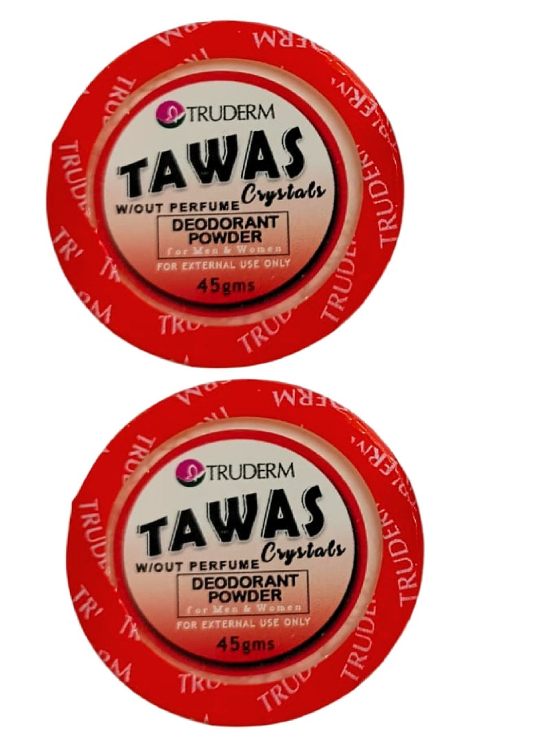 TRUDERM Two Pieces of Tawas Crystals Without Perfume Deodorant Powder 2X45g - Image 1