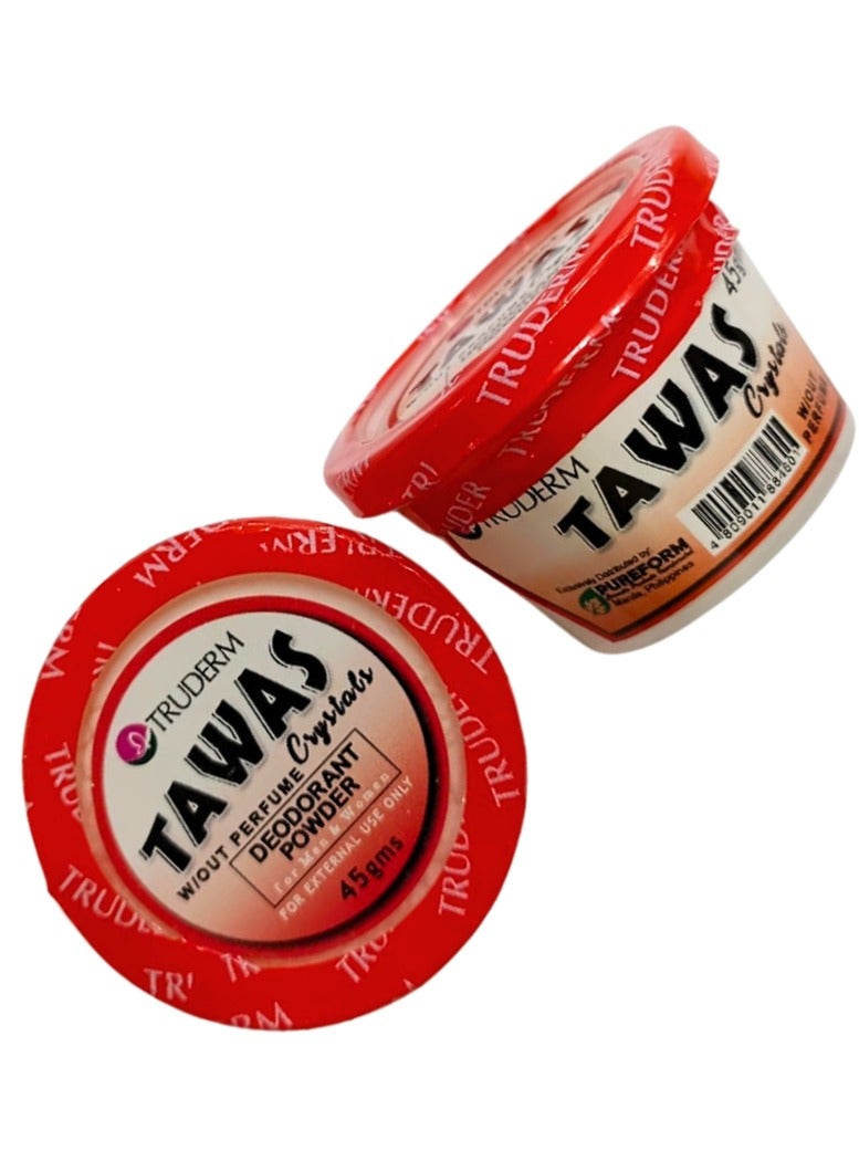 TRUDERM Two Pieces of Tawas Crystals Without Perfume Deodorant Powder 2X45g - Image 2