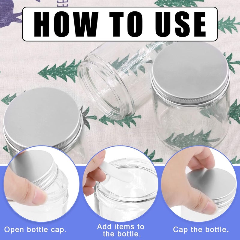 Glarks 8 Pack 6oz Glass Jars with Lids, Round Clear Glass Jars with Inner Liner and Silver Lids for Storing Creams, Beauty Products, Cosmetic and Ointments - Image 5