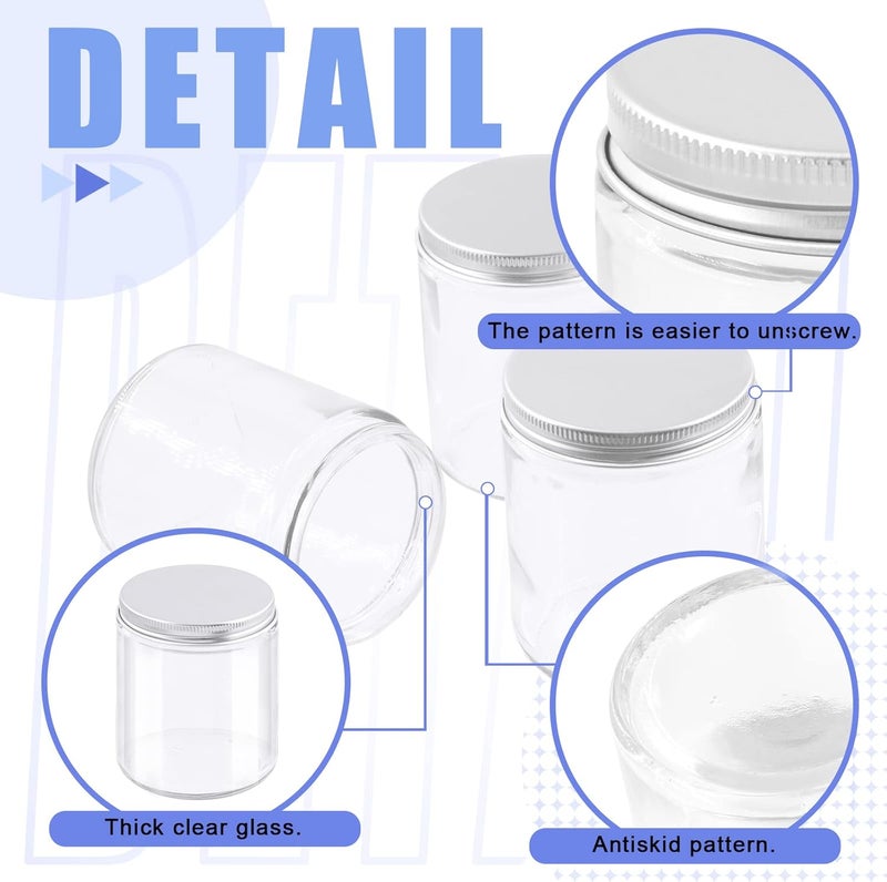 Glarks 8 Pack 6oz Glass Jars with Lids, Round Clear Glass Jars with Inner Liner and Silver Lids for Storing Creams, Beauty Products, Cosmetic and Ointments - Image 3