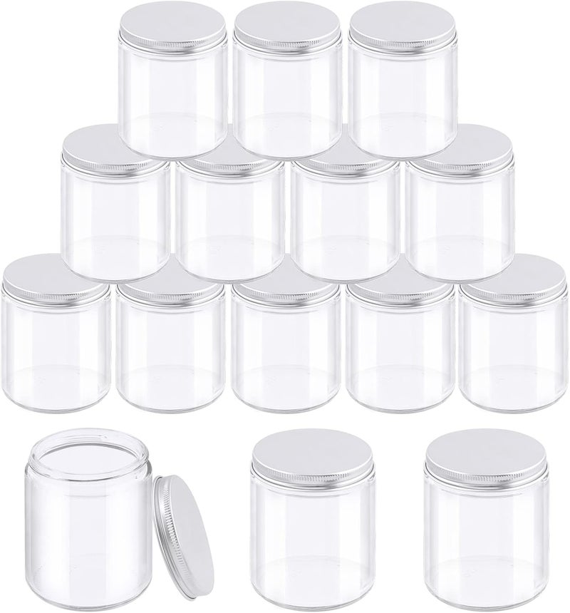 Glarks 8 Pack 6oz Glass Jars with Lids, Round Clear Glass Jars with Inner Liner and Silver Lids for Storing Creams, Beauty Products, Cosmetic and Ointments - Image 1