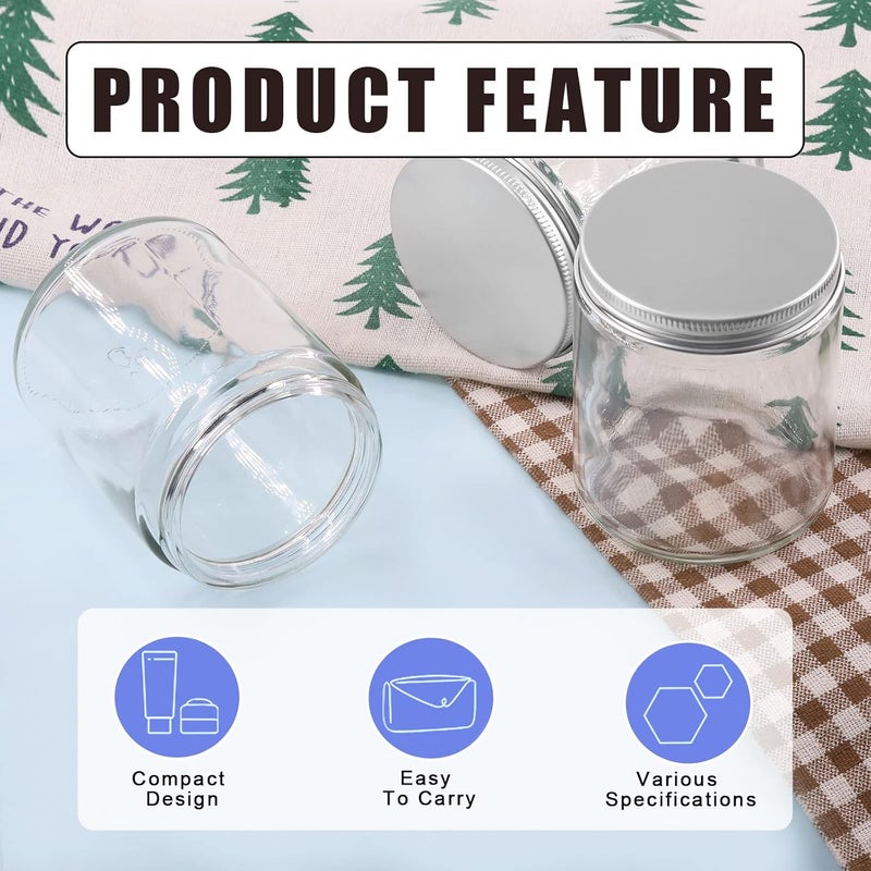 Glarks 8 Pack 6oz Glass Jars with Lids, Round Clear Glass Jars with Inner Liner and Silver Lids for Storing Creams, Beauty Products, Cosmetic and Ointments - Image 4