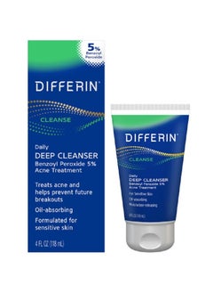 differin Differin Acne Face Wash with 5% Benzoyl Peroxide, Daily Deep Cleanser by the makers of Differin Gel, Gentle Skin Care for Acne Prone Sensitive Skin, 4 oz (Packaging May Vary)  - Image 1