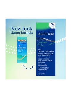 differin Differin Acne Face Wash with 5% Benzoyl Peroxide, Daily Deep Cleanser by the makers of Differin Gel, Gentle Skin Care for Acne Prone Sensitive Skin, 4 oz (Packaging May Vary)  - Image 2