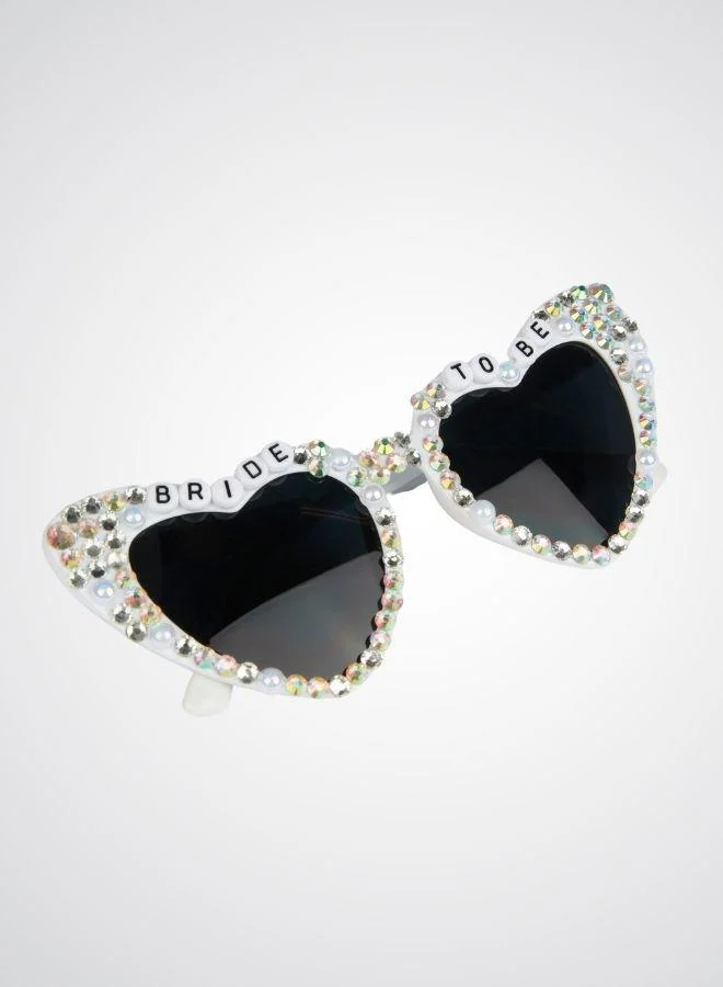 DAZED&ENGAGED White rhinestone bride-to-be heart shaped sunglasses