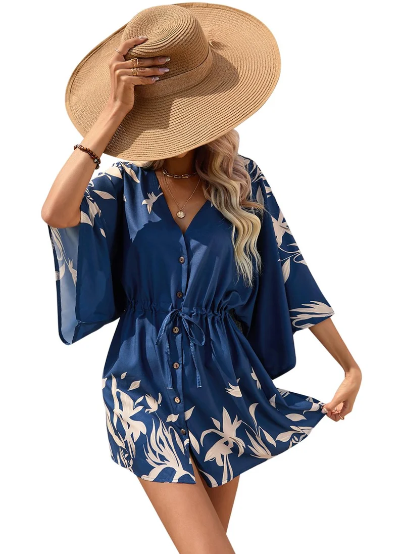YUNIQEE Blue Printed Fit & Flare Dress