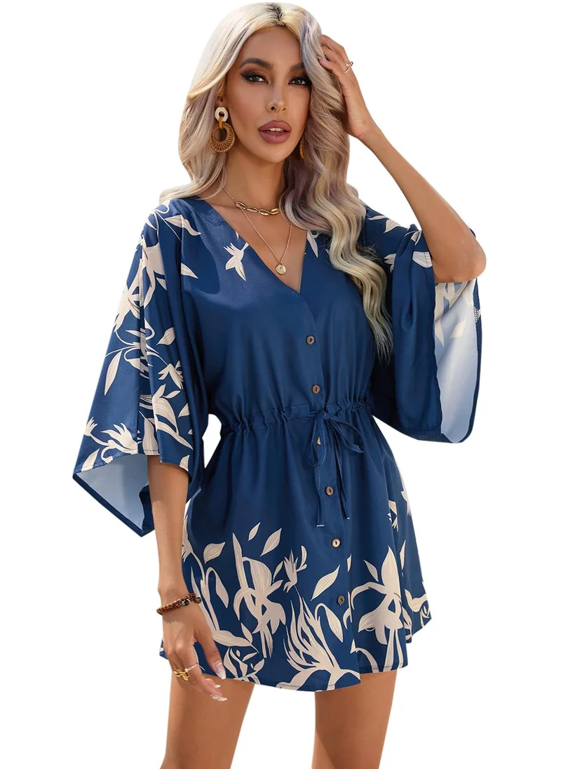 YUNIQEE Blue Printed Fit & Flare Dress