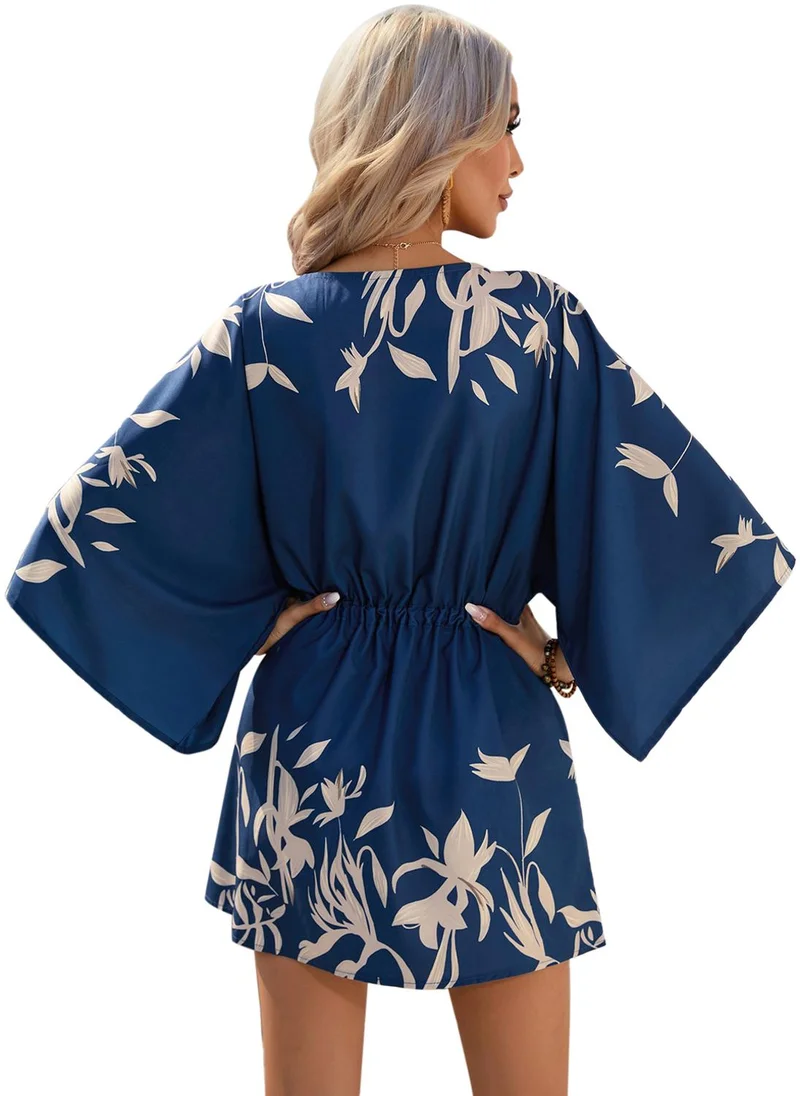 YUNIQEE Blue Printed Fit & Flare Dress