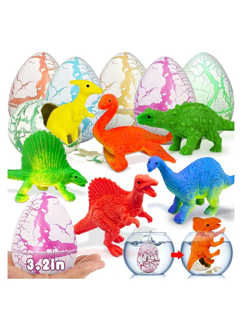 SYOSI 6 Pack Hatching Growing Dinosaur Toys 3.2" Magic Large Size Grow Dinosaurs Egg Jumbo Dino Eggs Party Favor Gifts Grow in Water Crack Surprise Eggs for Toddlers Kids Boys Girls  - Image 1