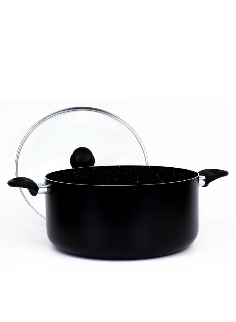 Wilson Casserole with Glass Lid – Durable Marble Nonstick Coating, Aluminum – Compatible with Gas, Induction & Ceramic Hobs – Induction Base – 32 x 14 cm