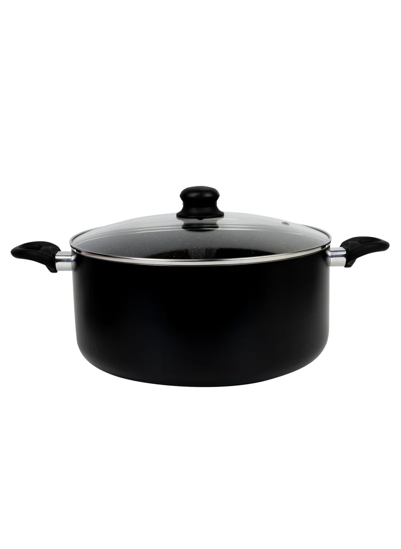 Wilson Casserole with Glass Lid – Durable Marble Nonstick Coating, Aluminum – Compatible with Gas, Induction & Ceramic Hobs – Induction Base – 32 x 14 cm
