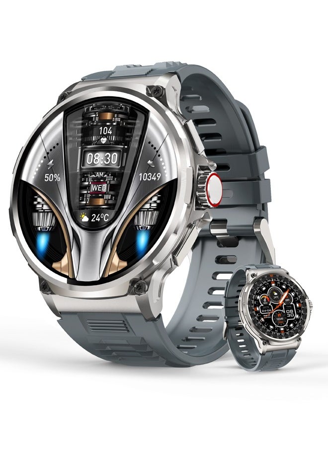RollsTimi  1.85" Round HD Luxury Smart Watch for Men,710mAh Powerfull Battery, Tactical Fitness Tracker, Smartwatch for Android iOS, Silver Grey  - Image 1