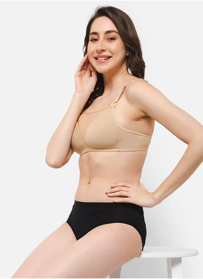 Clovia Clovia Non-Padded Non-Wired Full Figure Cami-Style Feeding Bra in Nude Colour