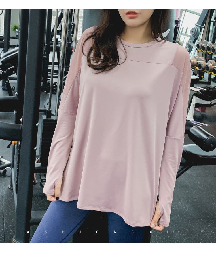 Generic Loose Fit Yoga Tops Quick-Dry Plus Size lotus root starch color 881 