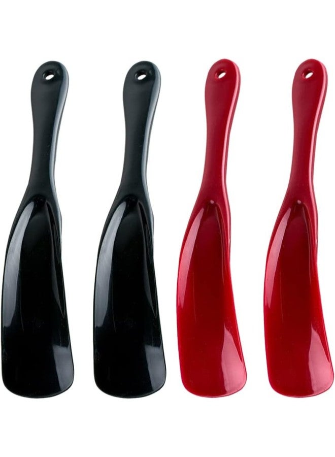 klarako 4Pcs Plastic Shoehorns Hangable Shoe Horns Professional Shoehorns Comfortable Shoe Lifter Short Handled Shoe Helper Shoes Dressing Aid for Seniors Kids Pregnancy Men Women (Assorted Color) - Image 1