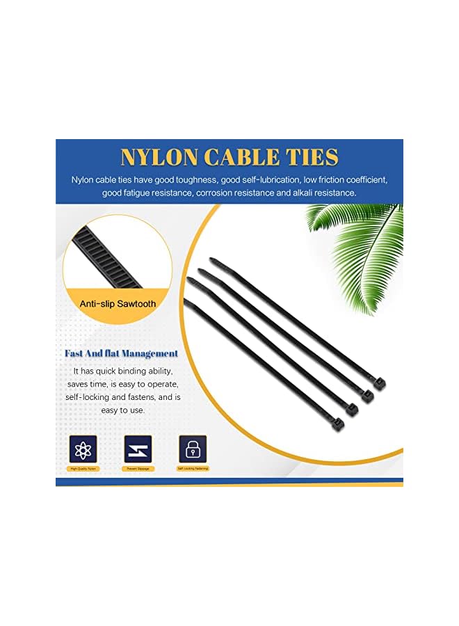 erorex 360Pcs Black Cable Tie Base and Cable Zip Ties with Mounting Screws Set, 120Pcs 3MM 4MM 6MM Saddle Type Mount Wire Holder and 120Pcs 6 Inch Self-Locking Cable Tie with 120Pcs Pan Head Screws  - Image 4