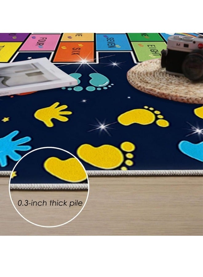 Kids Play Rug, Soft Crystal Rugs, Comfortable and Anti-Slip, Washable and Foldable, Hopscotch Game Rugs, Play Area Rugs, Educational Learning Numbers Floor Carpet , Home Decor Rug, For Kids Room/Bedroom/Nursery Room Decor 80*120 Cm  - Image 4