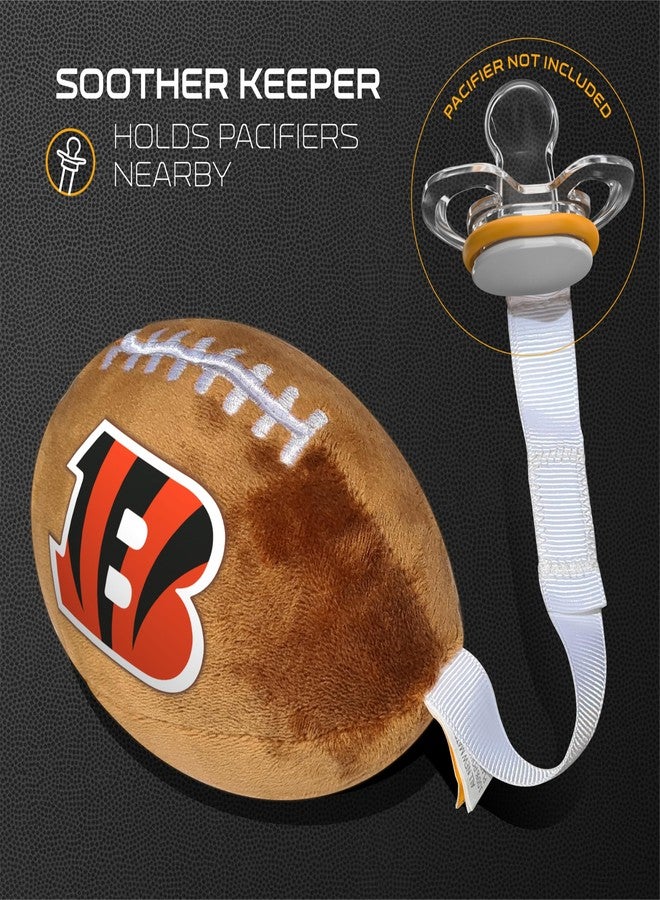 Smilo Cincinnati Bengals Plush Football Pacifier Holder by Smilo - Officially Licensed NFL Soother Holder - Soft Plush Toy and Dummy Holder - Fits Any Pacifier - Stroller Accessory & Newborn Essential - Image 3