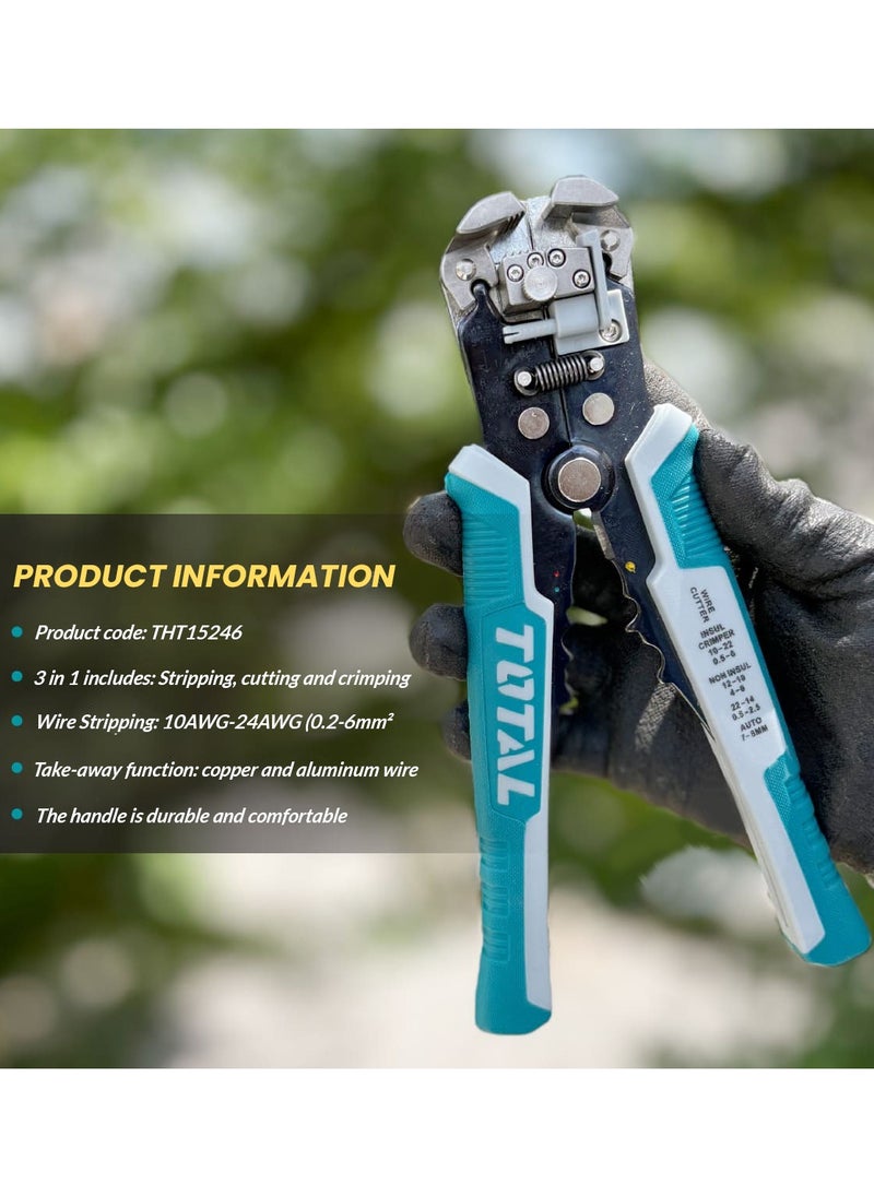 TOTAL - TOTAL Automatic Wire Stripper 3 in 1 Tool for Precise Wire Stripping, Cutting & Crimping THT15246 - Image 1