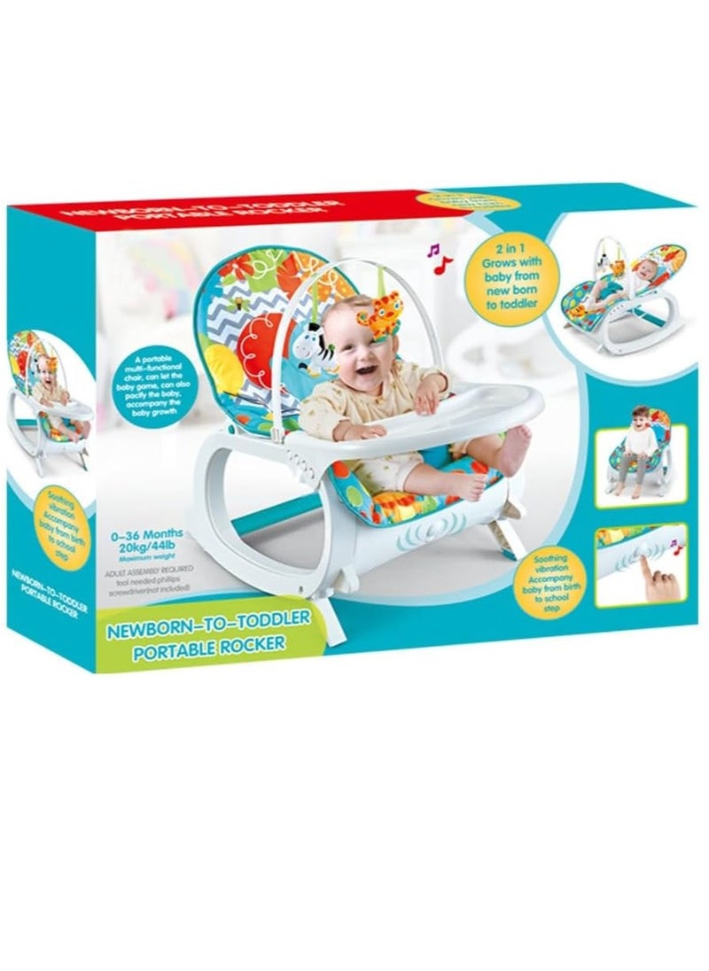 2-in-1 Baby Rocker and Dining Chair for Infants - Multi-functional Baby Seat with Music and Lights - Safe Plastic Baby Bouncer from 0-36 Months - Valuable Gift for Children