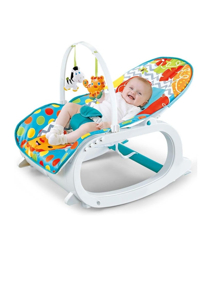 2-in-1 Baby Rocker and Dining Chair for Infants - Multi-functional Baby Seat with Music and Lights - Safe Plastic Baby Bouncer from 0-36 Months - Valuable Gift for Children