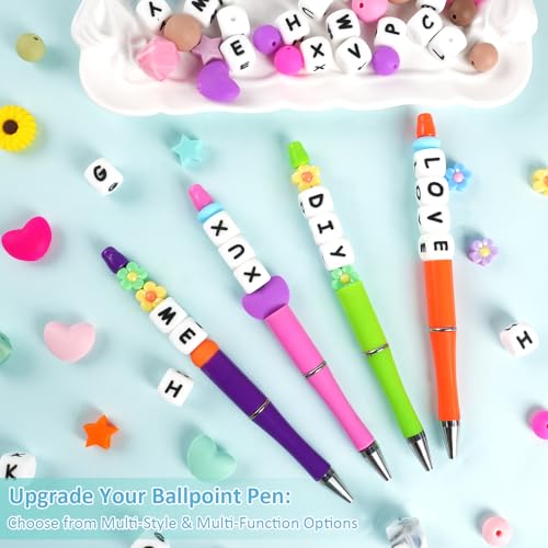 CUPLOOV 239Pcs Silicone Beads for Keychain Making, 12mm Silicone Letter Beads Bulk, 12mm 15mm Round Rubber Bead Bracelet Kit for Pens, Necklace, Jewelry Making DIY Crafts Gifts (Multicolor) - Image 4