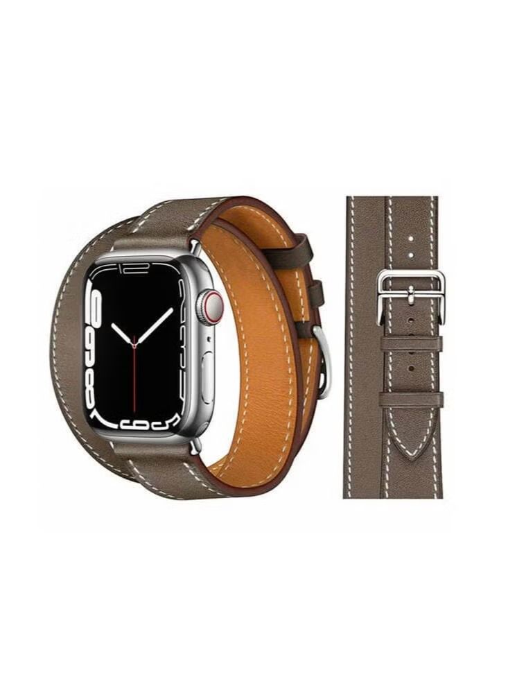 vesus Double Tour Leather Replacement Band For Apple Watch 45/44/42mm